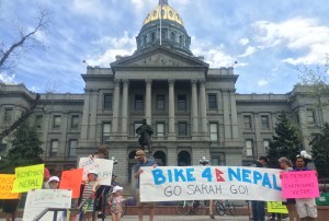CNA's Bike4Nepal on the capitol building steps in Denver, CO